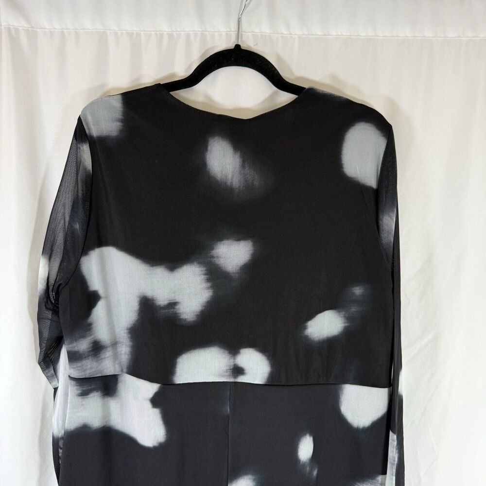 New Ulla Popken Midi Dress Women's 16/18 Black Sheer Sleeve VNeck Long Sleeve - Picture 10 of 10